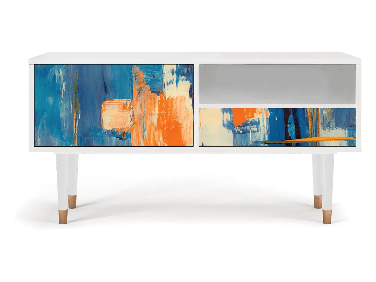 Best Mueble de TV - 115х59х48 cm - T3 - Abstract Expressionism, Branco Bege