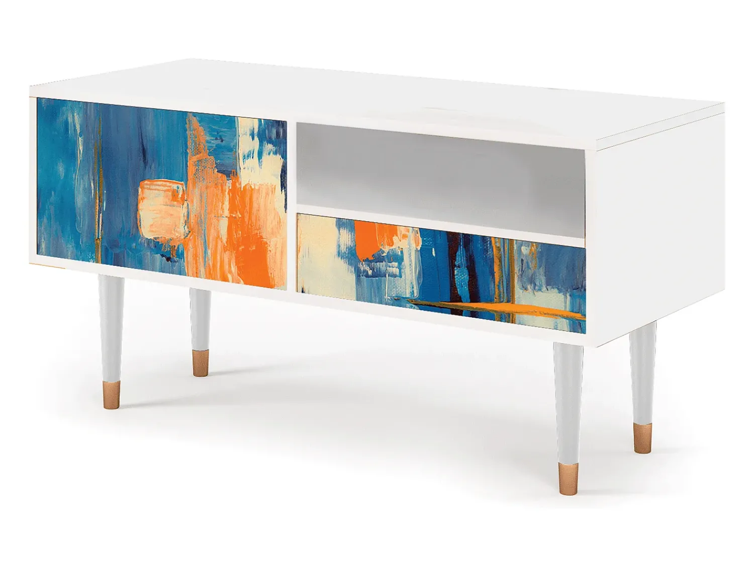 Best Mueble de TV - 115х59х48 cm - T3 - Abstract Expressionism, Branco Bege