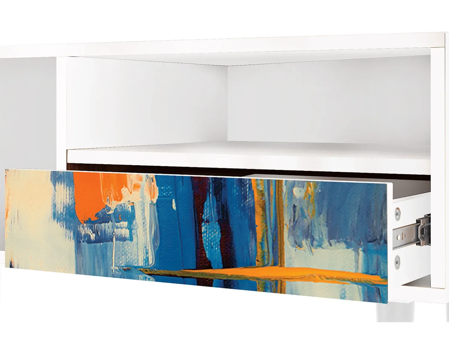 Best Mueble de TV - 115х59х48 cm - T3 - Abstract Expressionism, Branco Bege