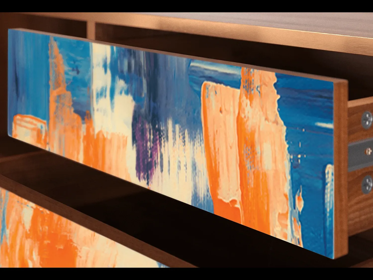 Móvel De Tv| Mueble de TV - 170х59х48 cm - T4 - Abstract Expressionism, Nogueira Castanho