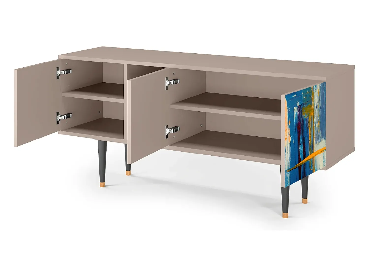 Móvel De Tv| Mueble de TV - 150х69х41 cm - T5 - Abstract Expressionism, Latte Bege