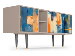 Móvel De Tv| Mueble de TV - 150х69х41 cm - T5 - Abstract Expressionism, Latte Bege
