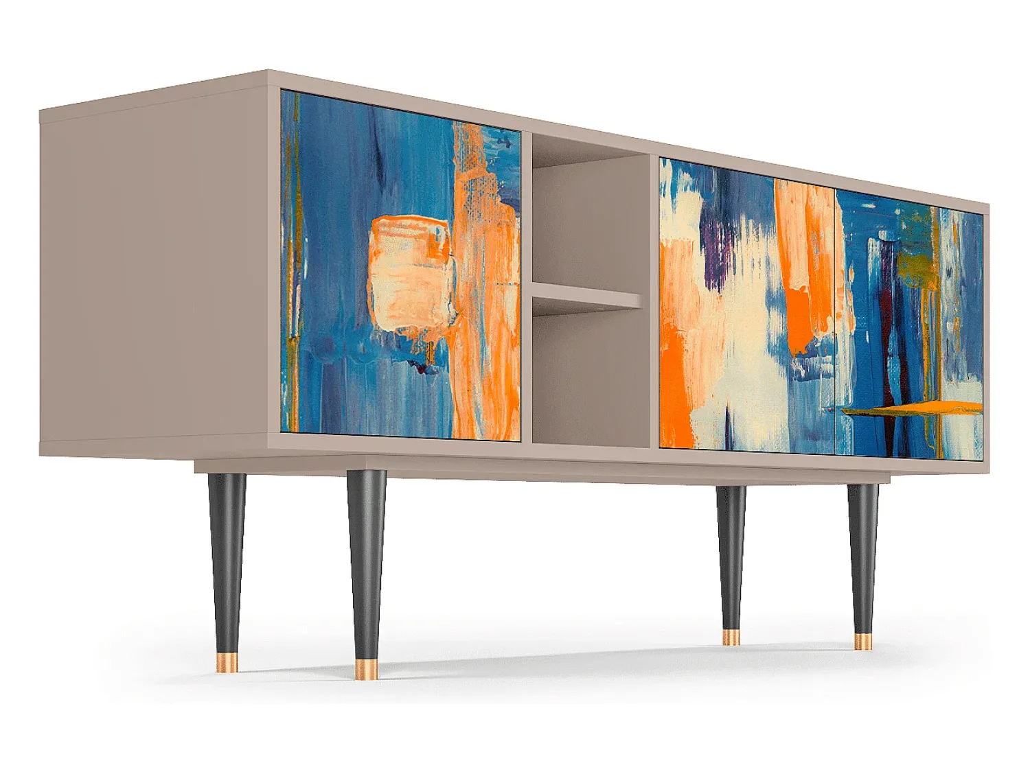 Móvel De Tv| Mueble de TV - 150х69х41 cm - T5 - Abstract Expressionism, Latte Bege