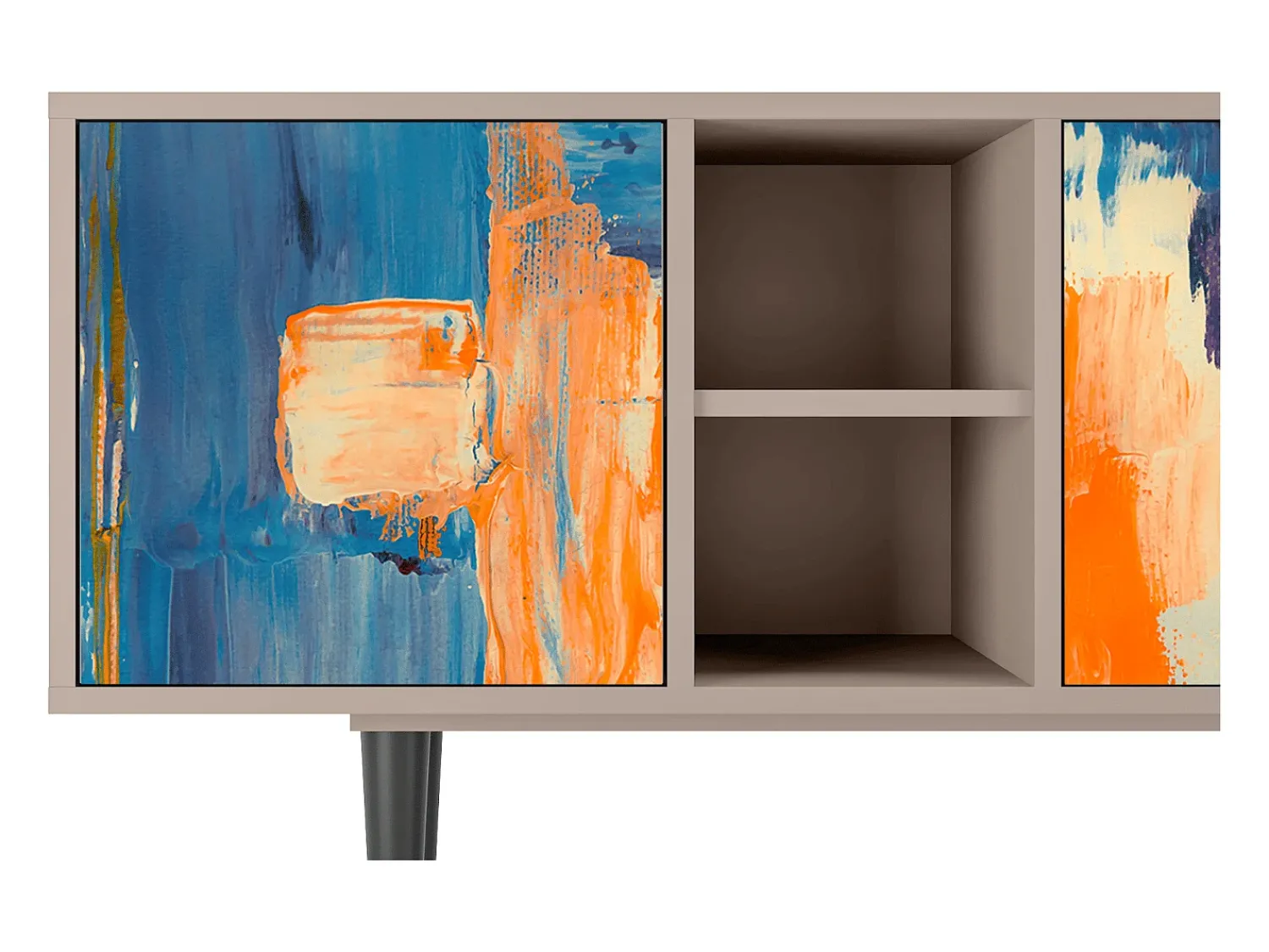 Móvel De Tv| Mueble de TV - 150х69х41 cm - T5 - Abstract Expressionism, Latte Bege