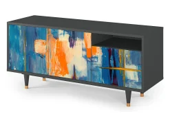 Móvel De Tv* Mueble de TV - 125х56х41 cm - T7 - Abstract Expressionism, Antracite Cinza antracite