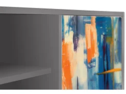 Móvel De Tv| Mueble de TV - 170х69х48 cm - T2 - Abstract Expressionism, Cinza Cinzento