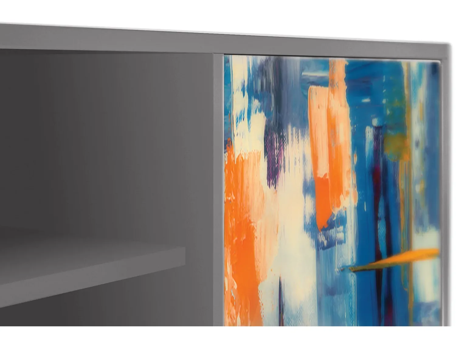 Móvel De Tv| Mueble de TV - 170х69х48 cm - T2 - Abstract Expressionism, Cinza Cinzento
