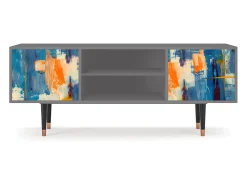 Móvel De Tv| Mueble de TV - 170х69х48 cm - T2 - Abstract Expressionism, Cinza Cinzento