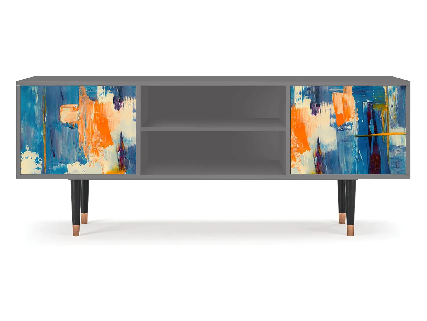 Móvel De Tv| Mueble de TV - 170х69х48 cm - T2 - Abstract Expressionism, Cinza Cinzento