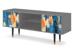 Móvel De Tv| Mueble de TV - 170х69х48 cm - T2 - Abstract Expressionism, Cinza Cinzento