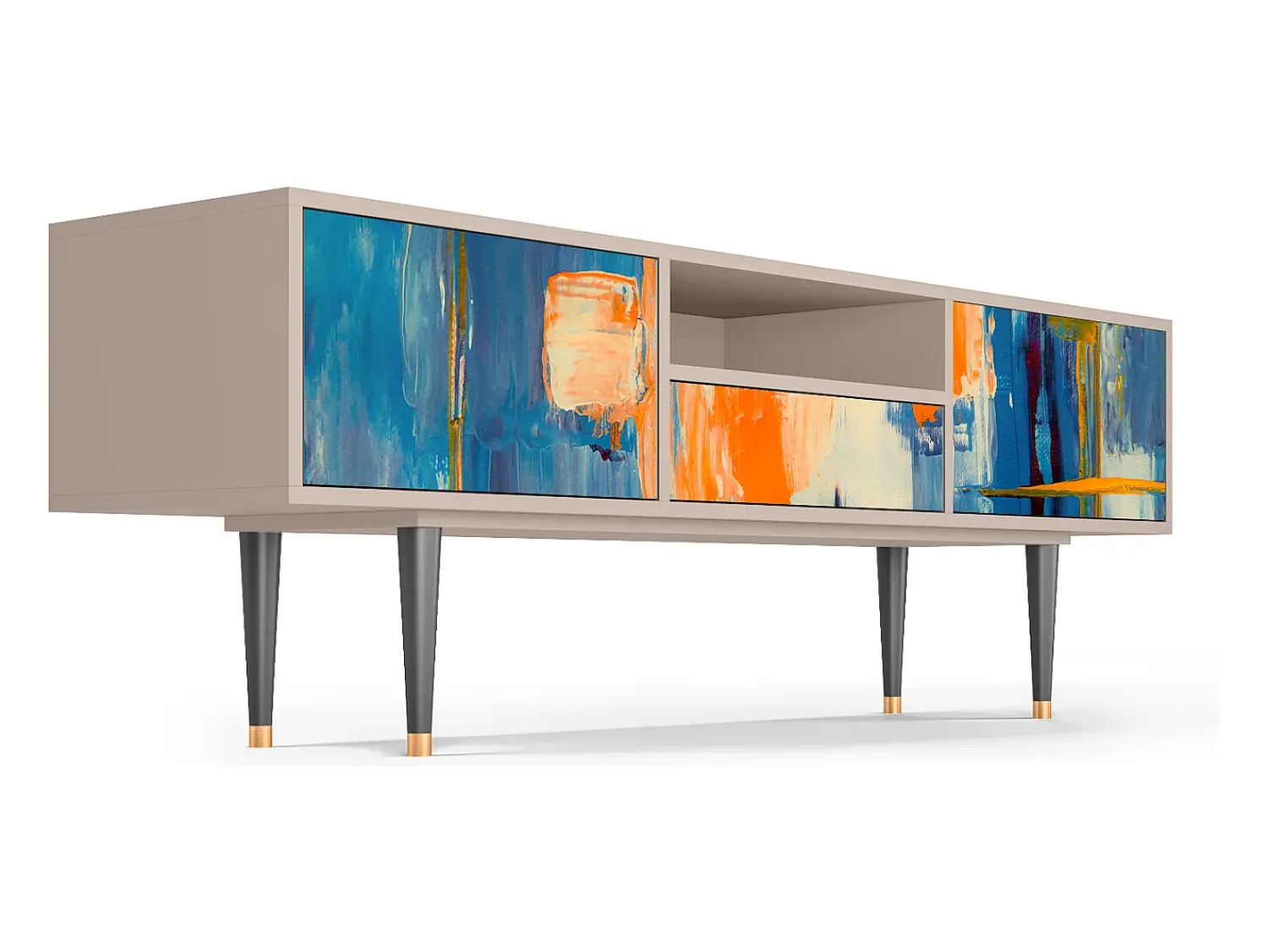 Móvel De Tv* Mueble de TV - 170х59х41 cm - T6 - Abstract Expressionism, Latte Bege