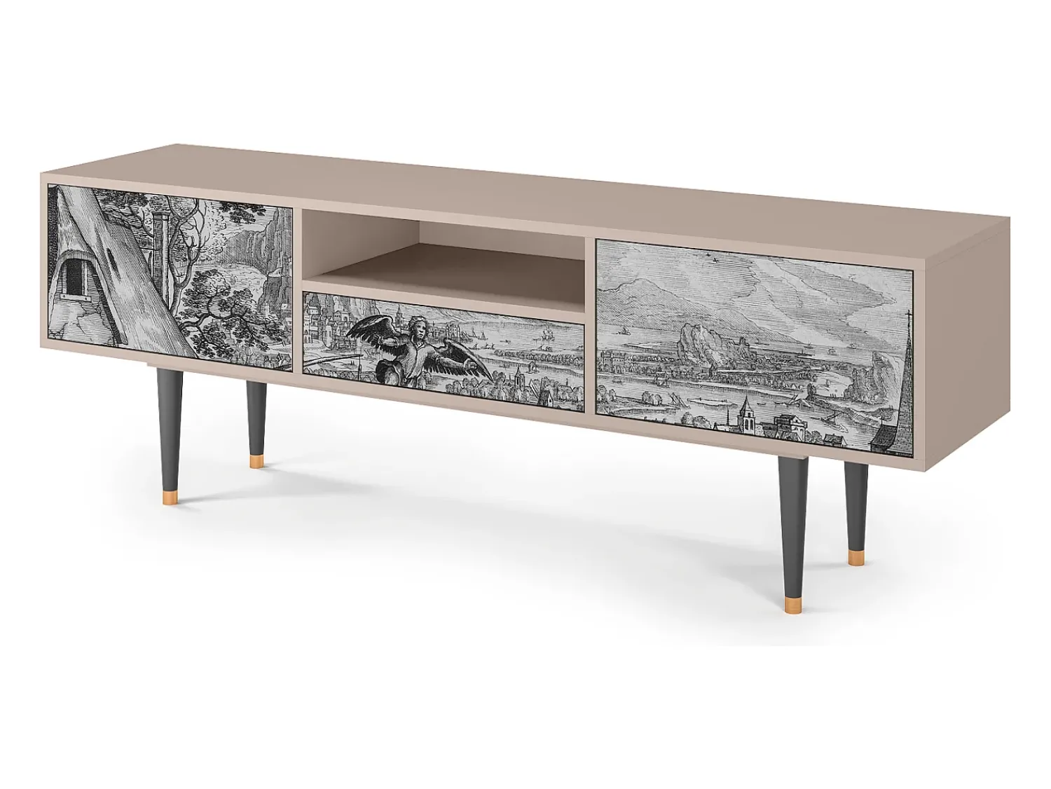 Móvel De Tv* Mueble de TV - 170х59х41 cm - T6 - Abstract Expressionism, Latte Bege