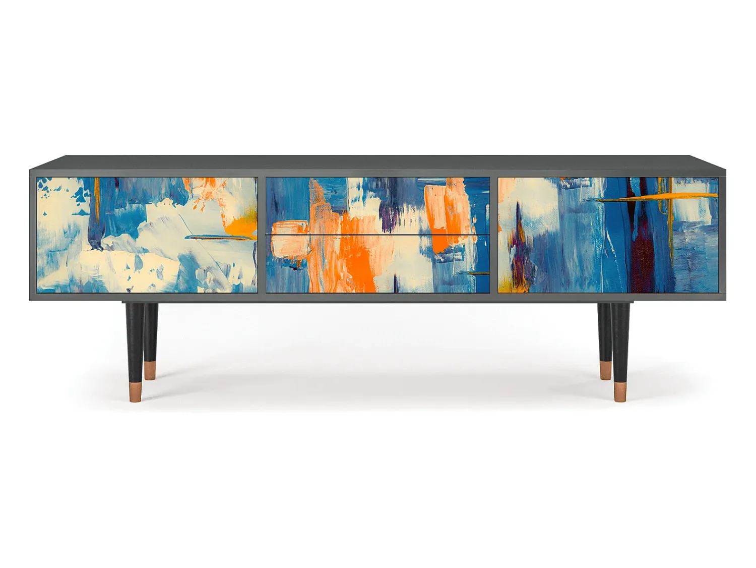 Móvel De Tv| Mueble de TV - 170х59х48 cm - T4 - Abstract Expressionism, Antracite Cinza antracite