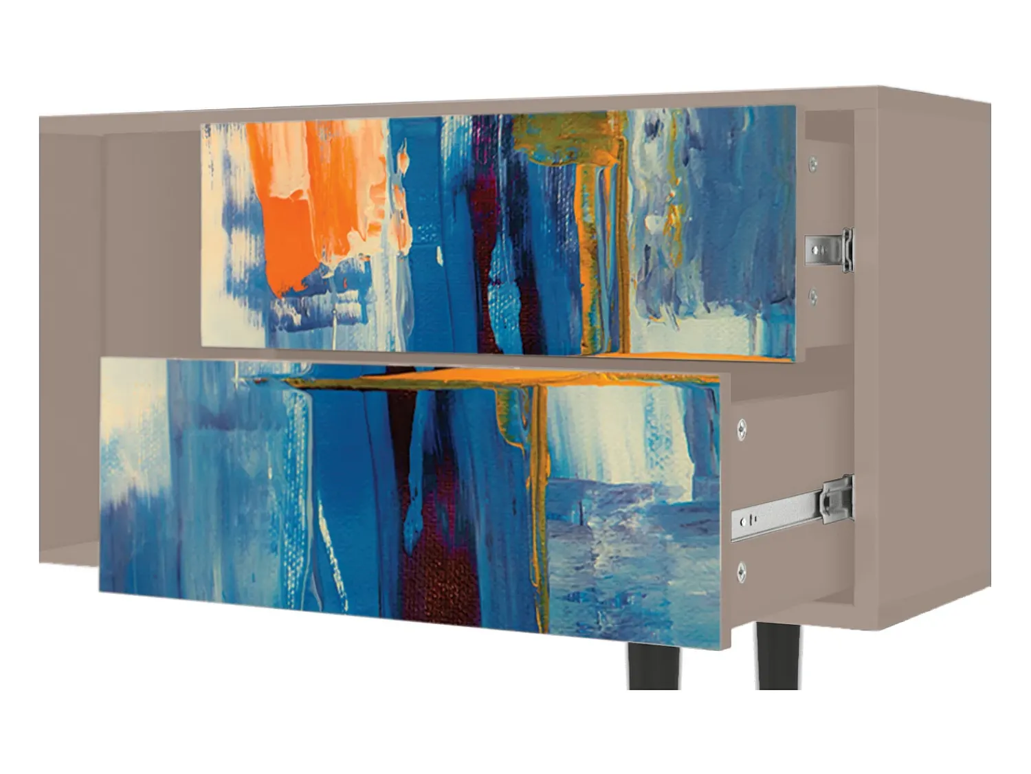 Móvel De Tv* Mueble de TV - 170х69х48 cm - T1 - Abstract Expressionism, Latte Bege