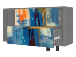 Móvel De Tv| Mueble de TV - 170х69х48 cm - T1 - Abstract Expressionism, Cinza Cinzento