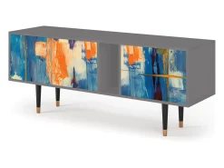 Móvel De Tv| Mueble de TV - 170х69х48 cm - T1 - Abstract Expressionism, Cinza Cinzento