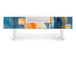 Móvel De Tv* Mueble de TV - 170х59х41 cm - T6 - Abstract Expressionism, Branco Bege