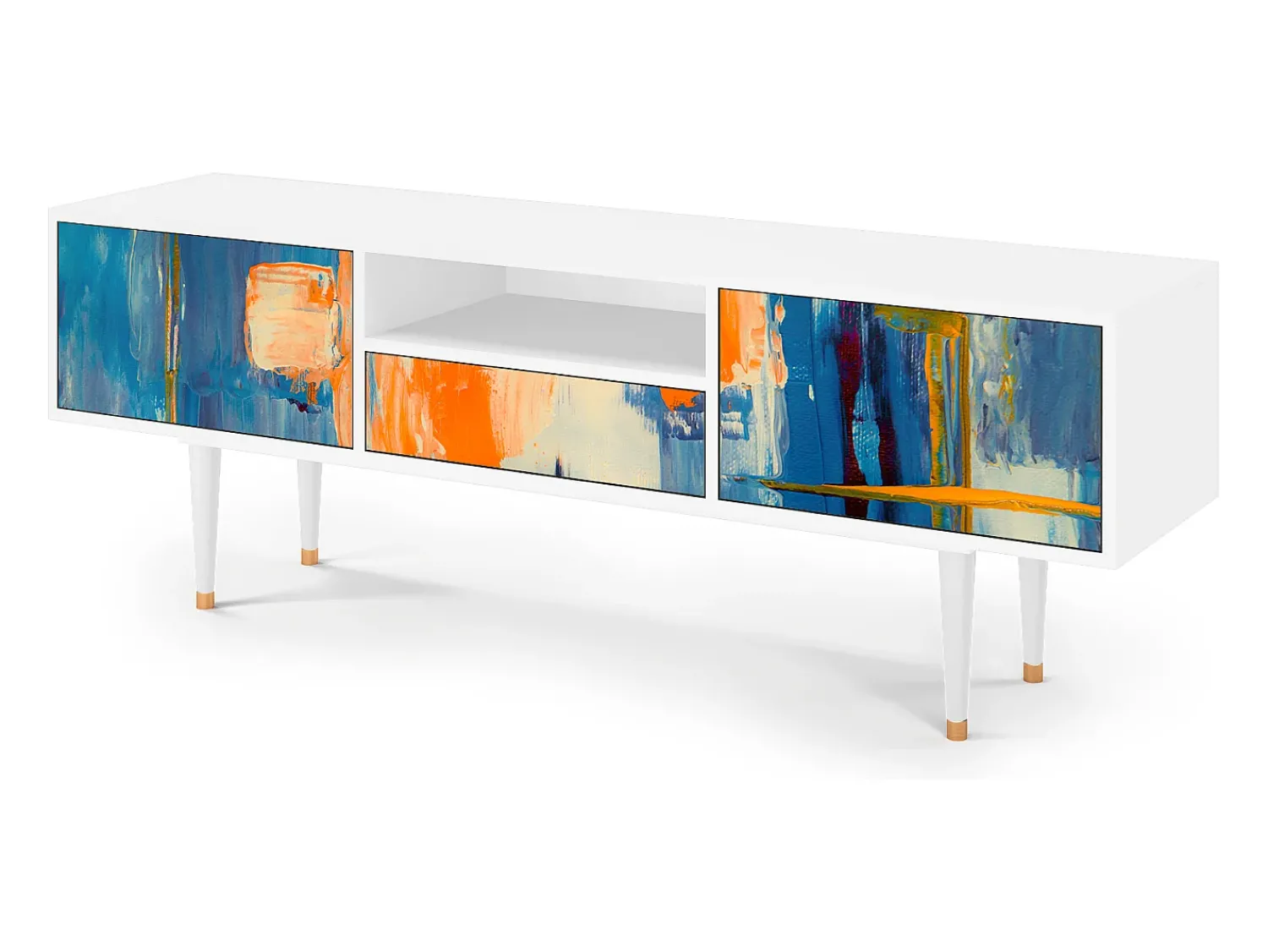 Móvel De Tv* Mueble de TV - 170х59х41 cm - T6 - Abstract Expressionism, Branco Bege