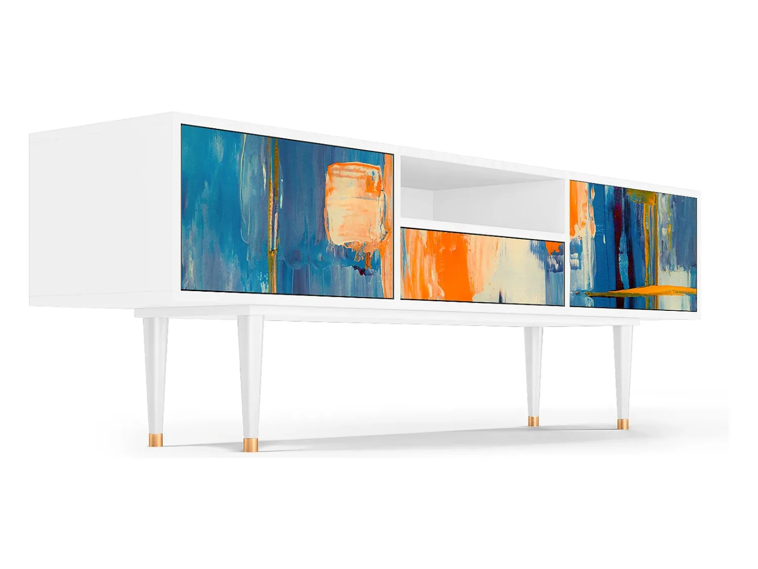 Móvel De Tv* Mueble de TV - 170х59х41 cm - T6 - Abstract Expressionism, Branco Bege
