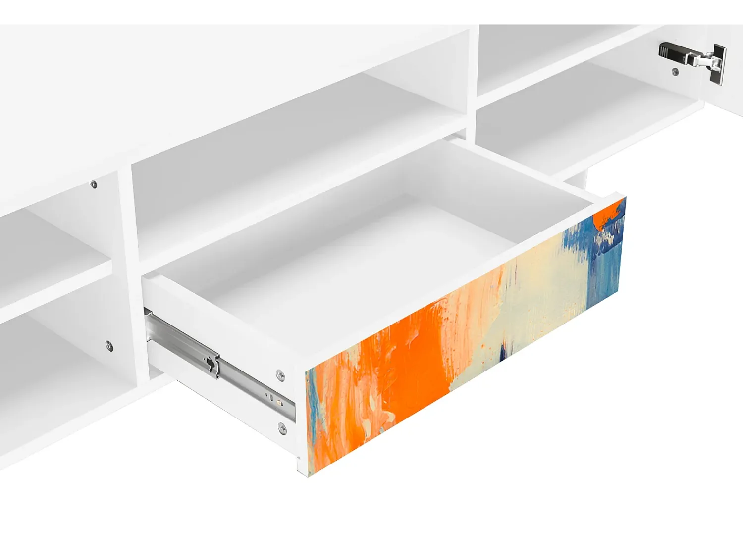 Móvel De Tv* Mueble de TV - 170х59х41 cm - T6 - Abstract Expressionism, Branco Bege