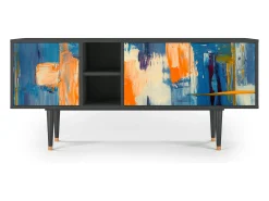 Móvel De Tv| Mueble de TV - 150х69х41 cm - T5 - Abstract Expressionism, Antracite Cinza antracite
