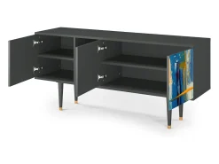 Móvel De Tv| Mueble de TV - 150х69х41 cm - T5 - Abstract Expressionism, Antracite Cinza antracite