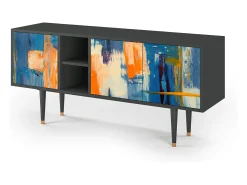 Móvel De Tv| Mueble de TV - 150х69х41 cm - T5 - Abstract Expressionism, Antracite Cinza antracite