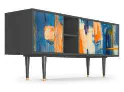 Móvel De Tv| Mueble de TV - 150х69х41 cm - T5 - Abstract Expressionism, Antracite Cinza antracite