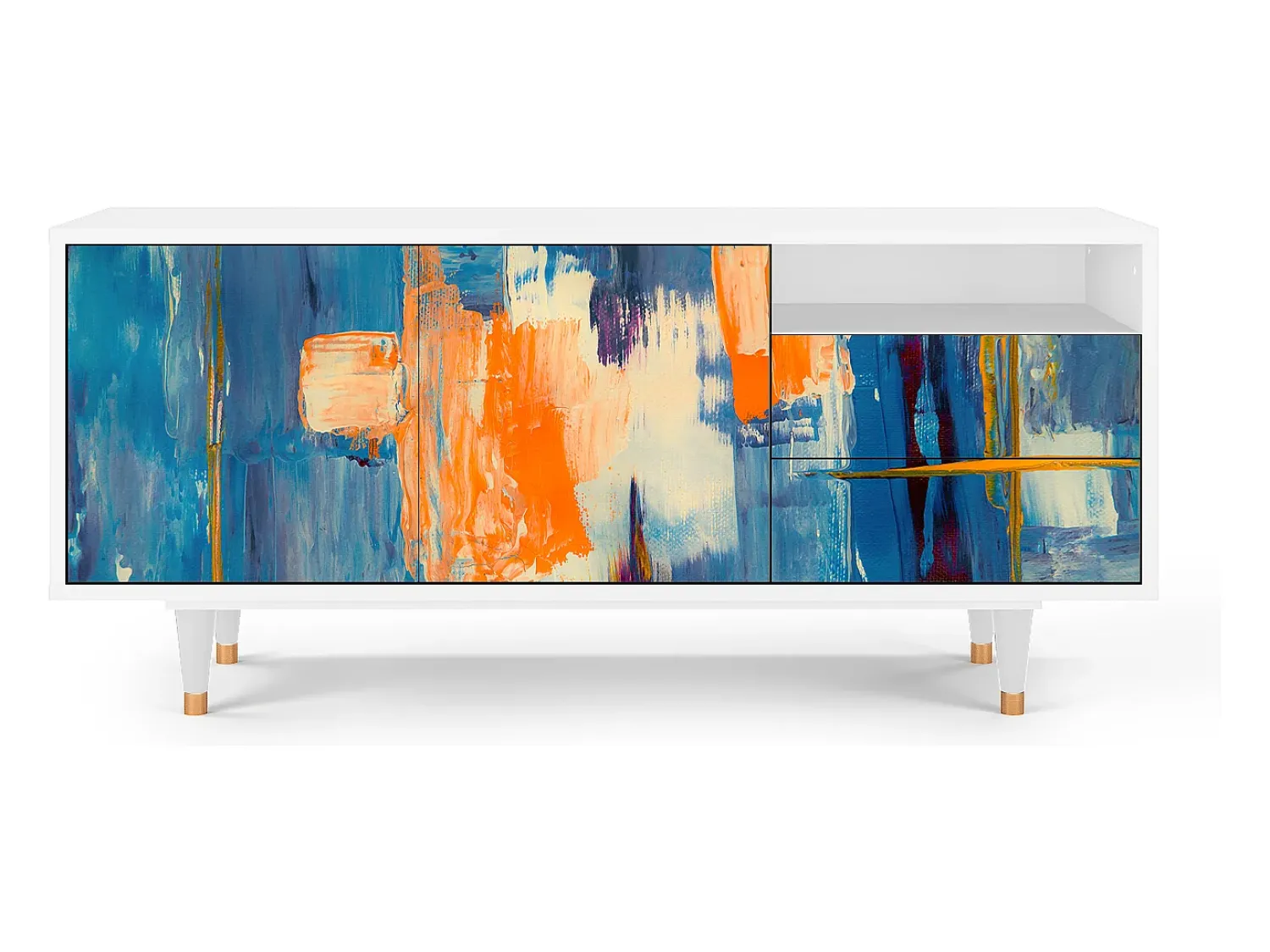 Outlet Mueble de TV - 125х56х41 cm - T7 - Abstract Expressionism, Branco Bege
