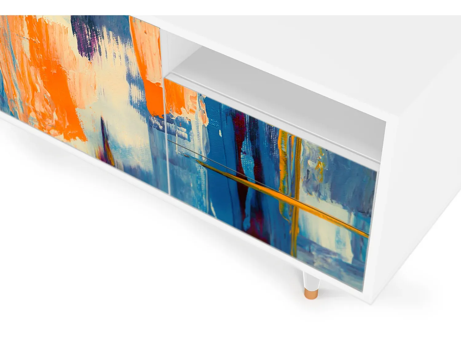 Outlet Mueble de TV - 125х56х41 cm - T7 - Abstract Expressionism, Branco Bege
