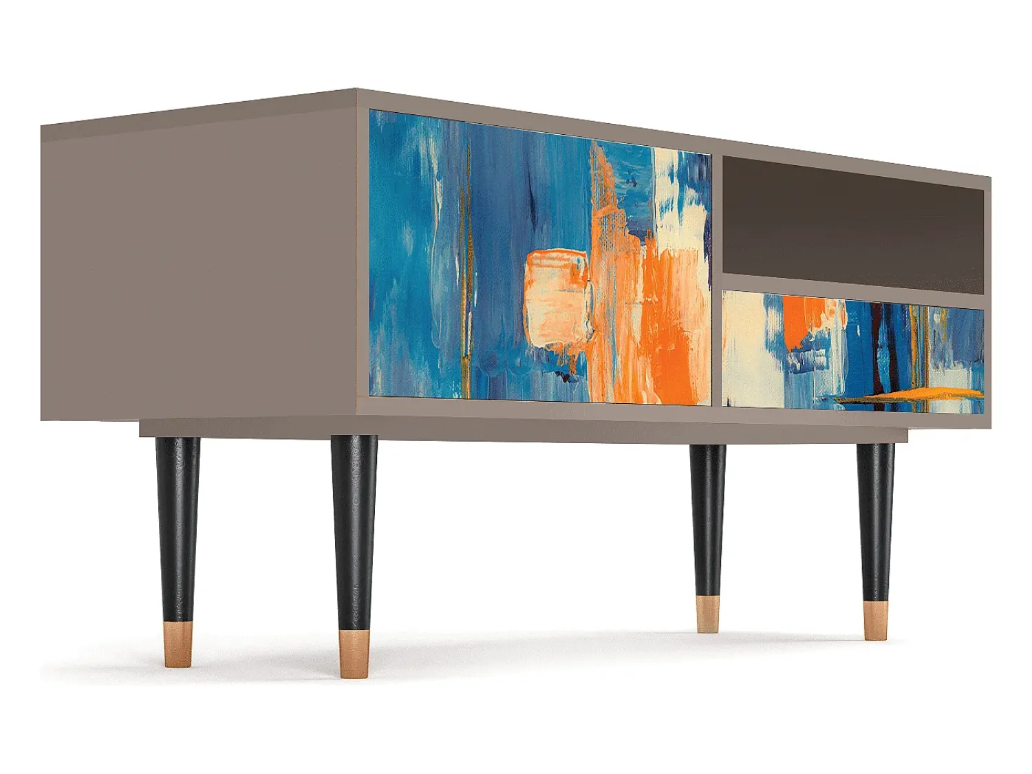 Móvel De Tv| Mueble de TV - 115х59х48 cm - T3 - Abstract Expressionism, Latte Bege