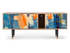 Móvel De Tv* Mueble de TV - 170х69х48 cm - T1 - Abstract Expressionism, Nogueira Castanho