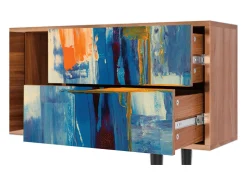 Móvel De Tv* Mueble de TV - 170х69х48 cm - T1 - Abstract Expressionism, Nogueira Castanho