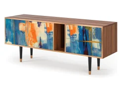 Móvel De Tv* Mueble de TV - 170х69х48 cm - T1 - Abstract Expressionism, Nogueira Castanho