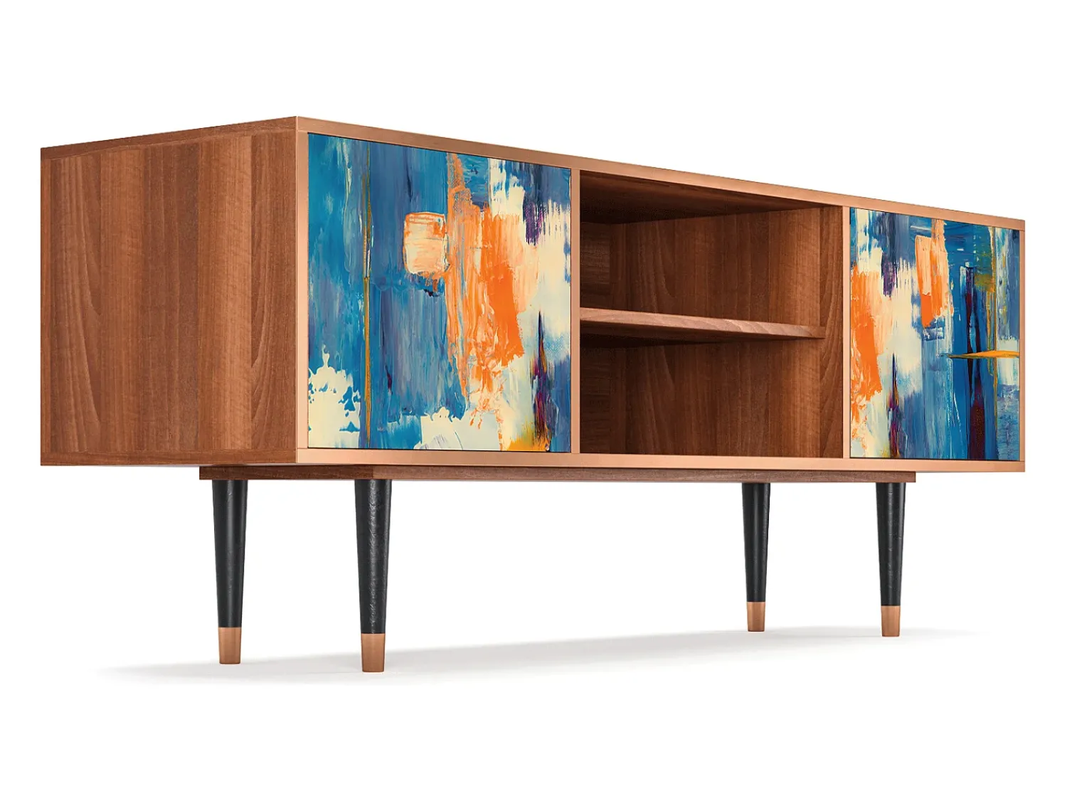 Móvel De Tv* Mueble de TV - 170х69х48 cm - T2 - Abstract Expressionism, Nogueira Castanho