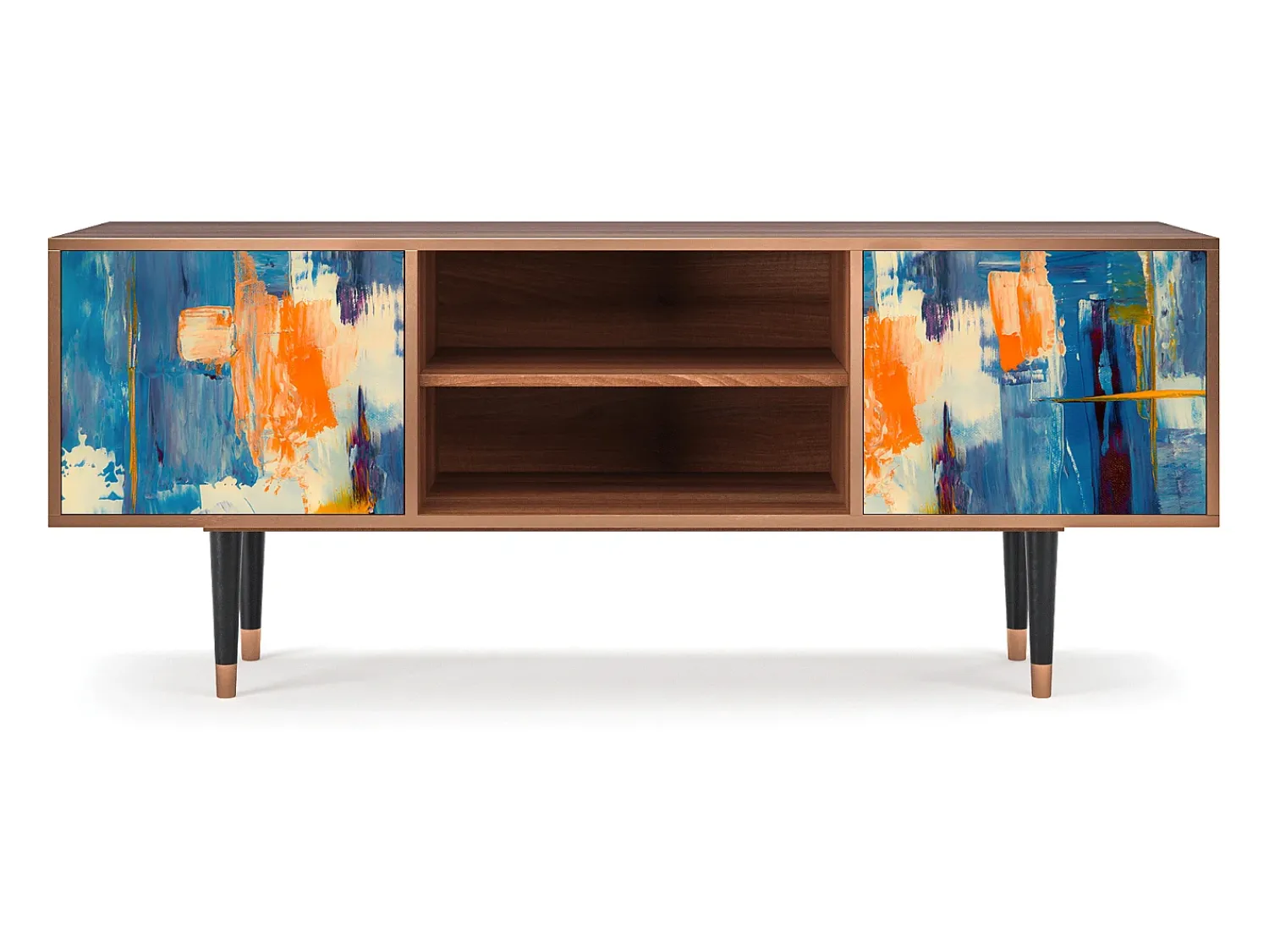 Móvel De Tv* Mueble de TV - 170х69х48 cm - T2 - Abstract Expressionism, Nogueira Castanho