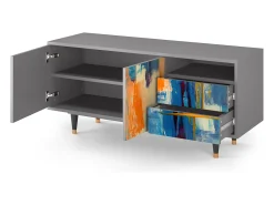 Mueble de TV - 125х56х41 cm - T7 - Abstract Expressionism, Cinza^ Móvel De Tv