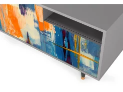 Mueble de TV - 125х56х41 cm - T7 - Abstract Expressionism, Cinza^ Móvel De Tv