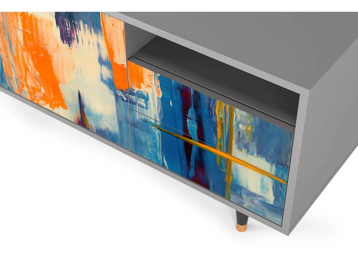 Mueble de TV - 125х56х41 cm - T7 - Abstract Expressionism, Cinza^ Móvel De Tv