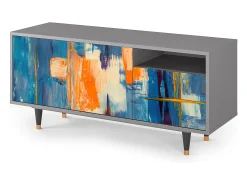 Mueble de TV - 125х56х41 cm - T7 - Abstract Expressionism, Cinza^ Móvel De Tv