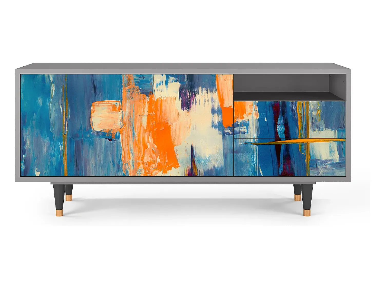 Mueble de TV - 125х56х41 cm - T7 - Abstract Expressionism, Cinza^ Móvel De Tv