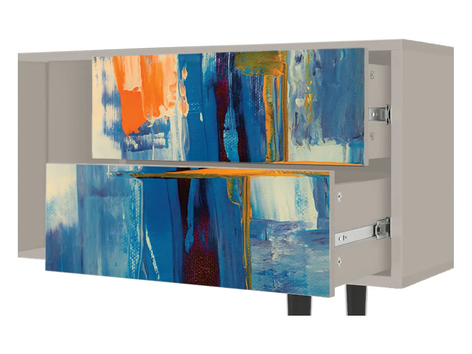 Móvel De Tv| Mueble de TV - 170х69х48 cm - T1 - Abstract Expressionism, Areia Bege