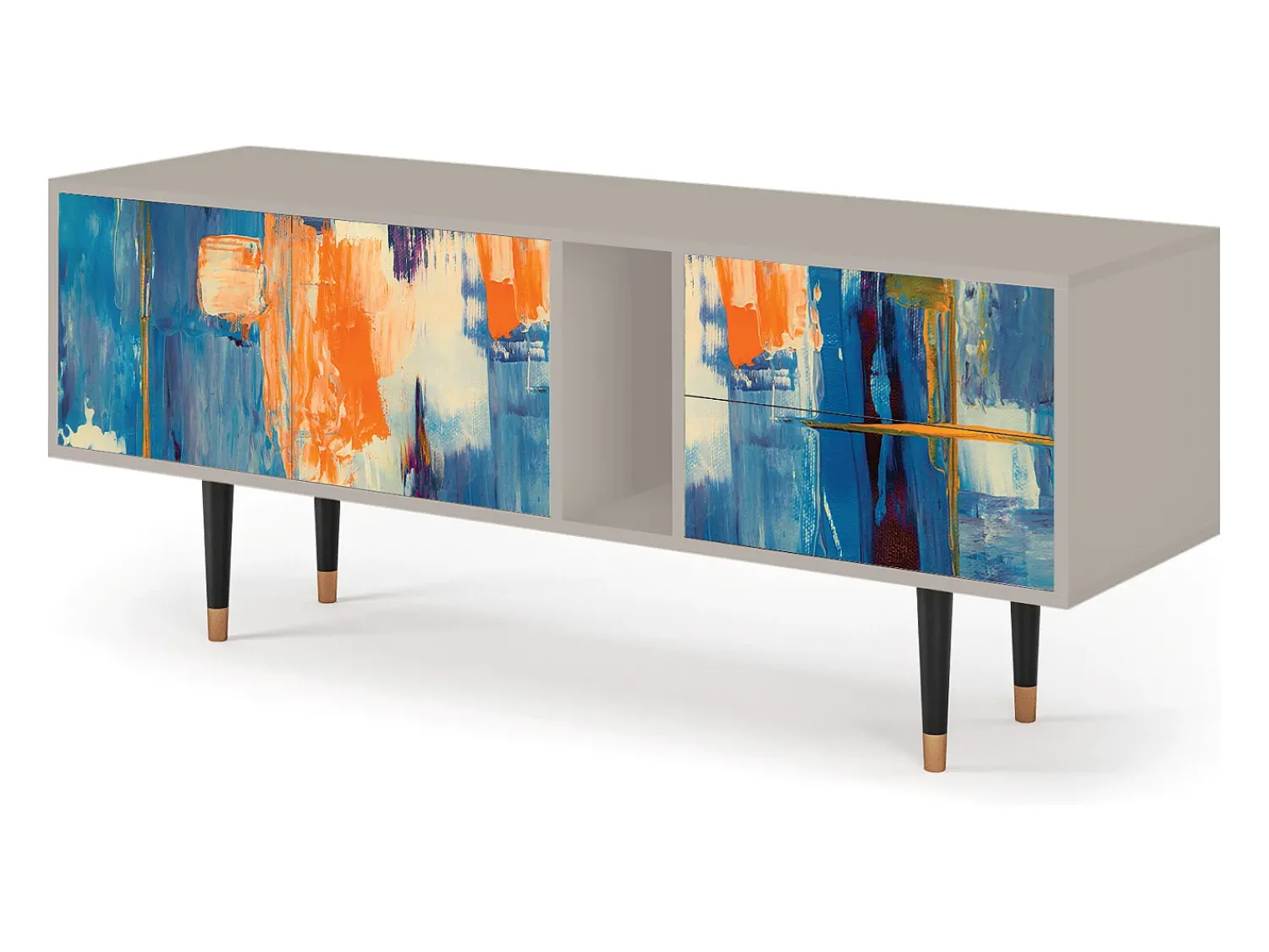 Móvel De Tv| Mueble de TV - 170х69х48 cm - T1 - Abstract Expressionism, Areia Bege
