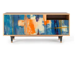 Móvel De Tv* Mueble de TV - 125х56х41 cm - T7 - Abstract Expressionism, Nogueira Castanho