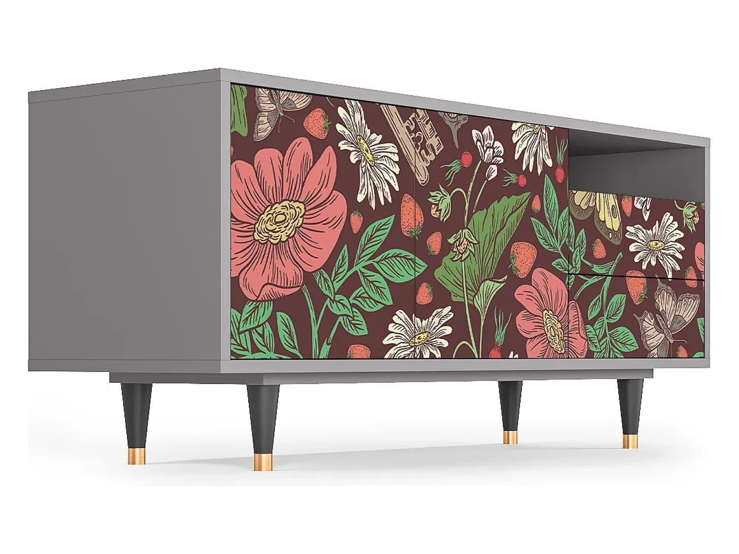 Mueble de TV - 125х56х41 cm - T7 - Alice in Wonderland, Cinza^ Móvel De Tv