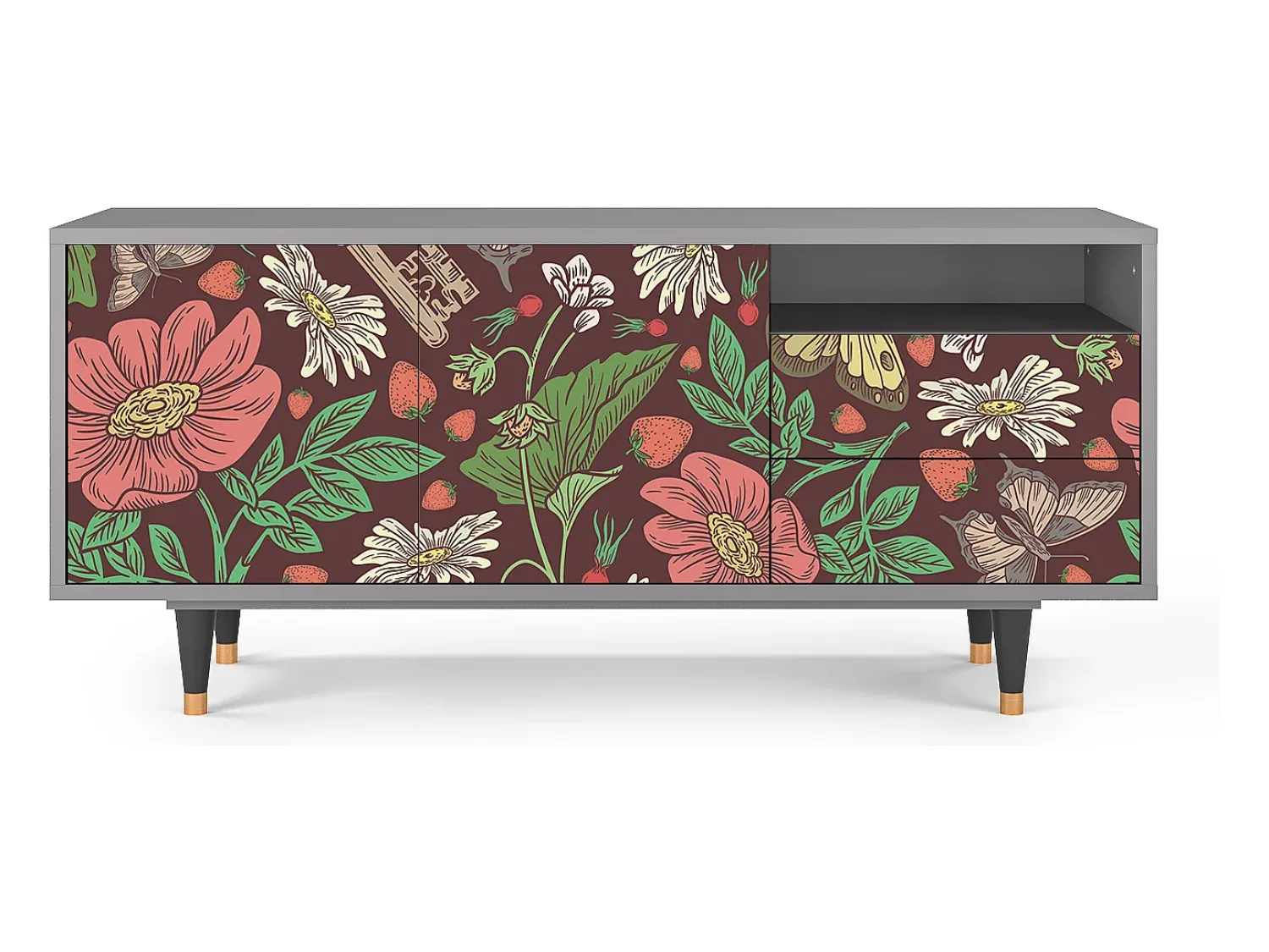 Mueble de TV - 125х56х41 cm - T7 - Alice in Wonderland, Cinza^ Móvel De Tv