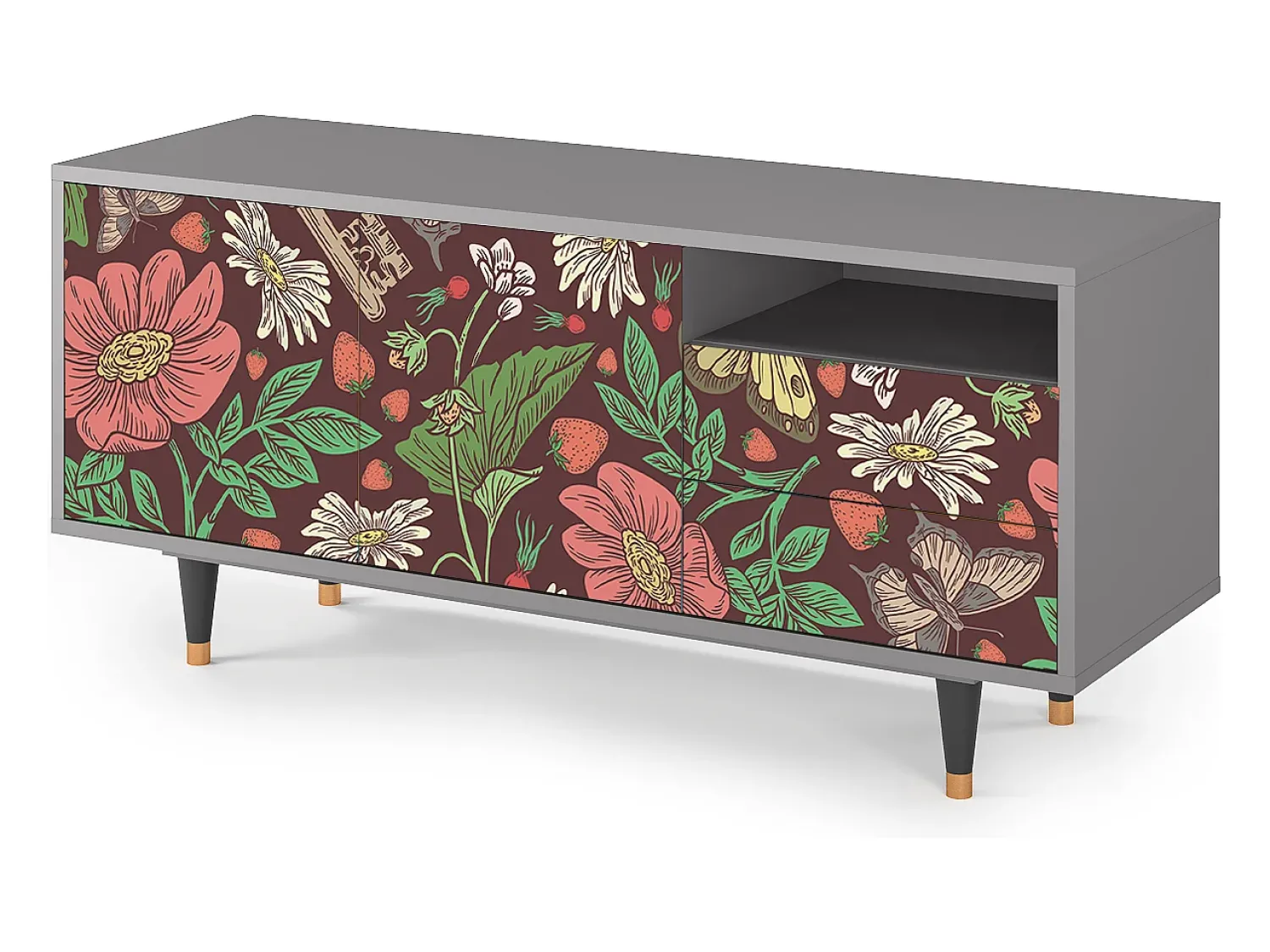 Mueble de TV - 125х56х41 cm - T7 - Alice in Wonderland, Cinza^ Móvel De Tv