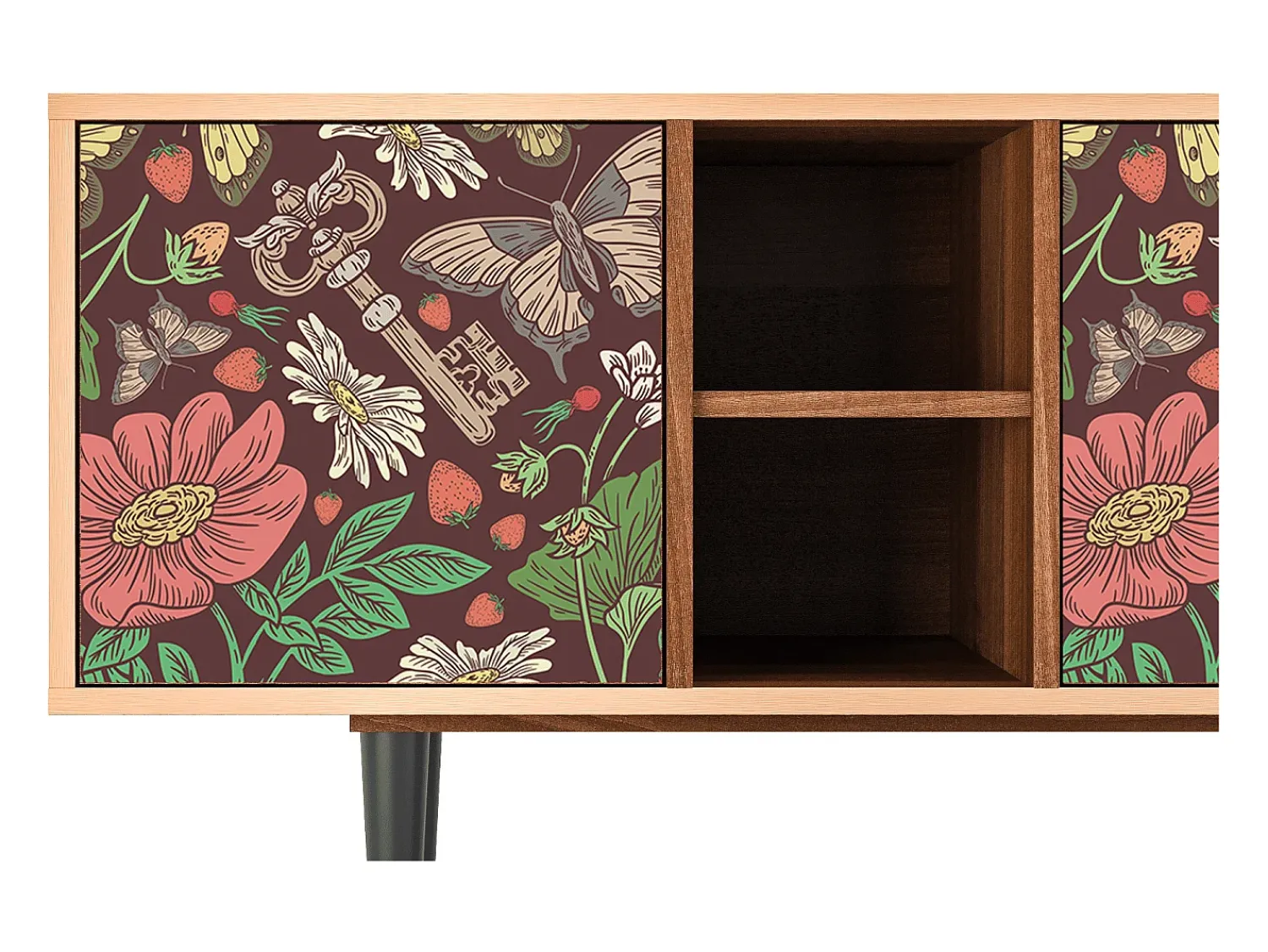 Móvel De Tv| Mueble de TV - 150х69х41 cm - T5 - Alice in Wonderland, Nogueira Castanho