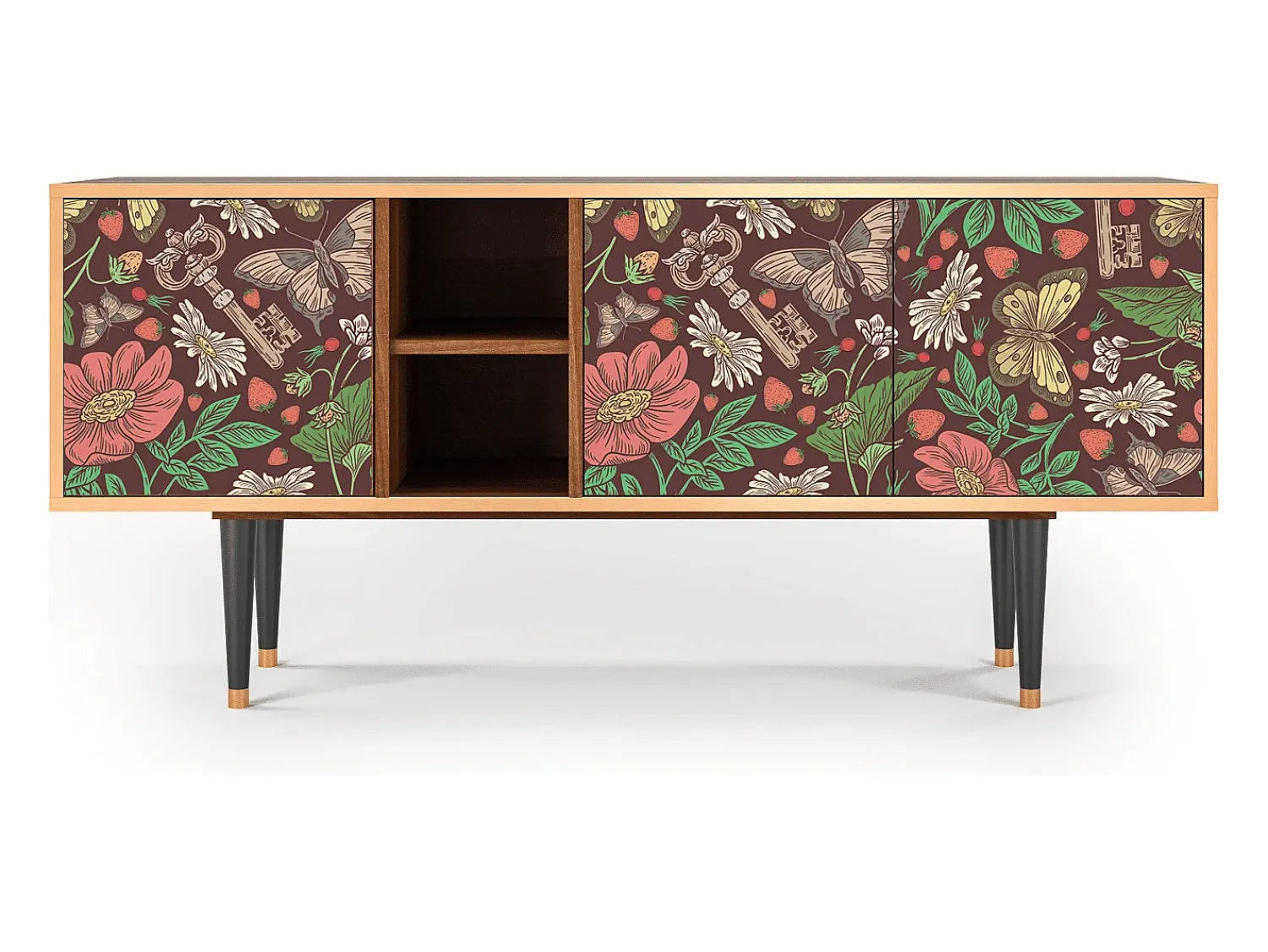 Móvel De Tv| Mueble de TV - 150х69х41 cm - T5 - Alice in Wonderland, Nogueira Castanho