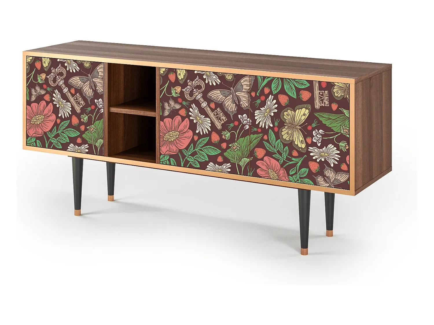 Móvel De Tv| Mueble de TV - 150х69х41 cm - T5 - Alice in Wonderland, Nogueira Castanho